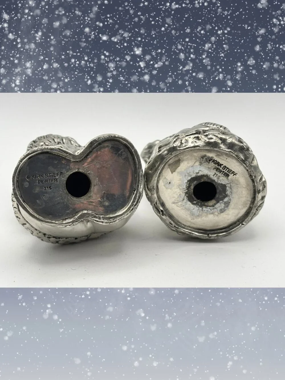 Kirk Stieff pewter Santa and Mrs. Claus salt and pepper shakers (#716)
